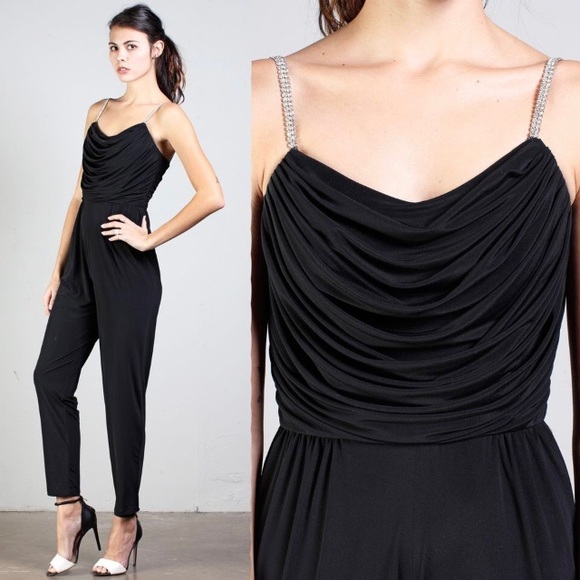 Vintage Jumpsuit with Rhinestone Straps - Picture 1 of 5